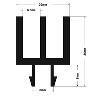 61-220-0 MODULAR SOLUTIONS SLIDE PROFILE 2 CHANNEL SLIDING DOOR PROFILE 2M